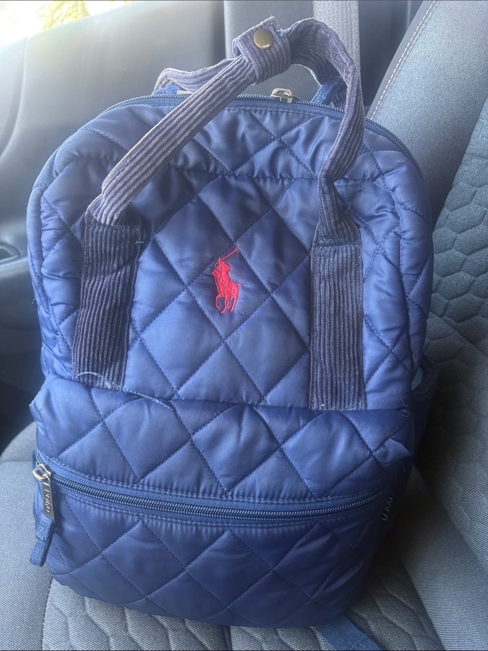 Polo by Ralph Lauren Quilted Navy Backpack with Red Pony